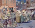 Spring Morning Houston and Division Streets New York George luks cityscape scenes